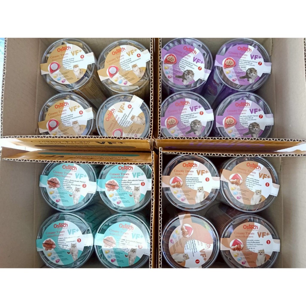 Ostech ขนมแมวเลีย VF+ ออสเทค ครีมมี่ ทรีต VF+ (1 กระป๋อง / 36 ซอง)