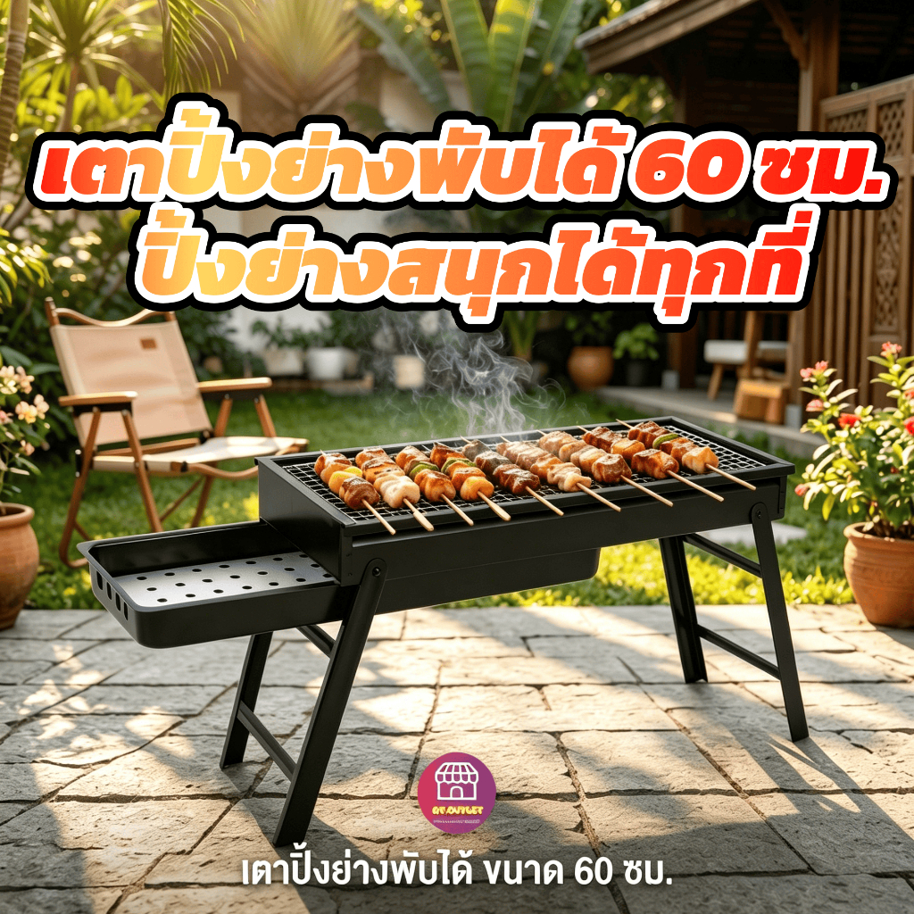 AT.Outlet เตาปิ้งย่าง BBQ พับได้ เตาถ่านพกพา ปิ้งย่างกลางแจ้ง เตาบาร์บีคิว เตาปิกนิก พับเก็บง่าย
