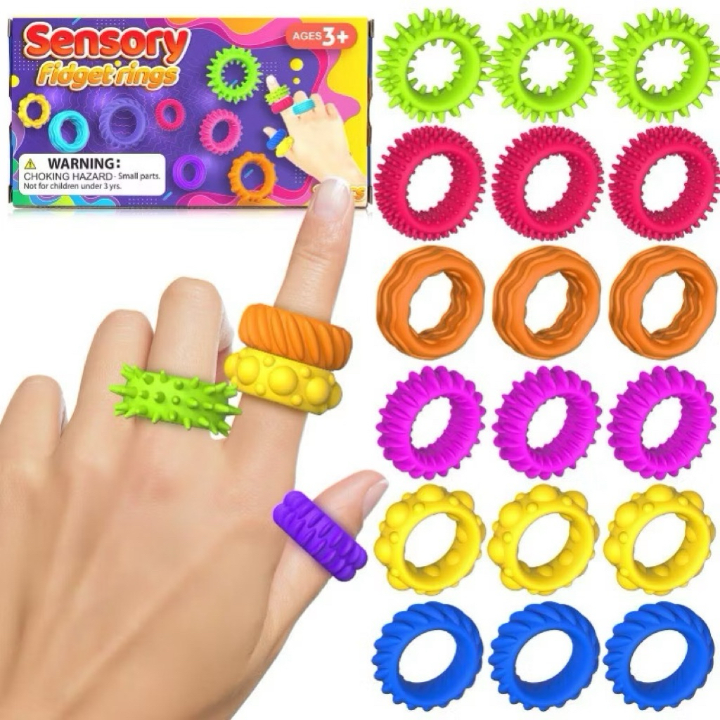 10ชิ้น เงียบ Decompressors แหวน,เคล็ดลับยืด Sensory Fidget แหวน,ซิลิโคนอ่อนนุ่มเพิ่มความสนใจที่ไม่ซ้ํากันซิลิโคน Sensory