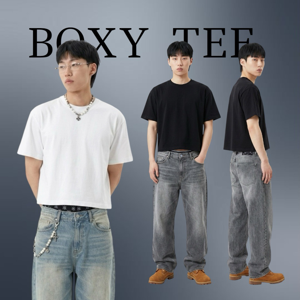 เสื้อทรงครอป คอฟิต BOXY TEE เนื้อผ้าCotton premium