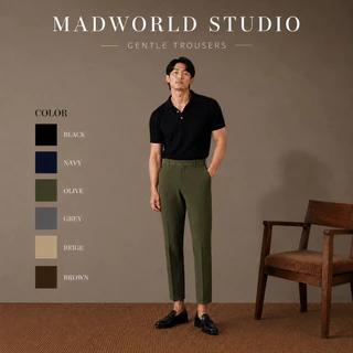 MADWORLD STUDIO / GENTLE TROUSERS กางเกงแสล๊คทรงกระบอกเล็กเอวกลางทรงพอดีตัว