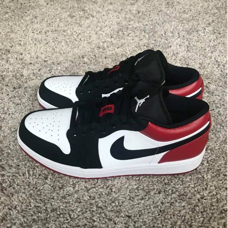 ✅พร้อมส่ง✅ไนกี้ Air Jordan 1 Low "Black Toe" รองเท้าผ้าใบหุ้มข้อต่ำ รองเท้า unisex รองเท้าคู่รัก