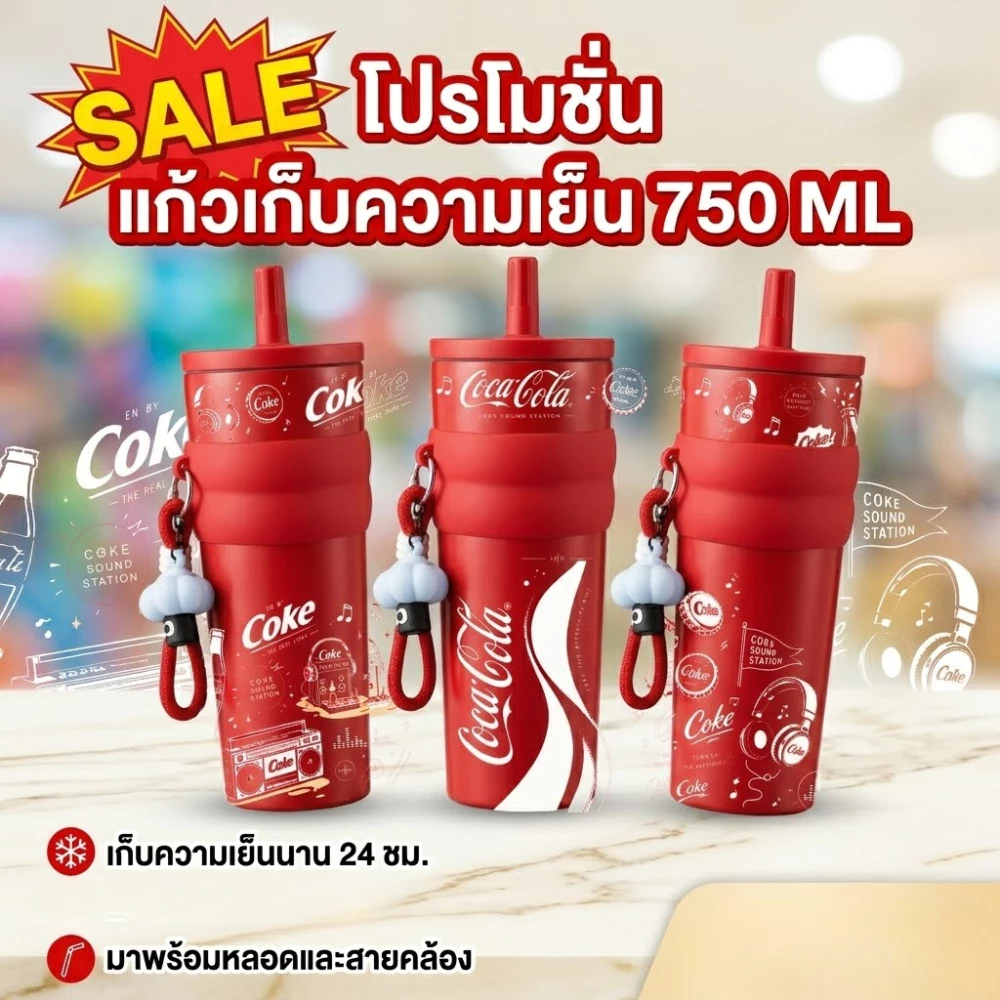 แก้วเก็บอุณหภูมิ แก้วเก็บความเย็นสีล้วน 750 ml ลายใหม่ไฉไรกว่าเดิม เก็บความเย็น 8-12 ชั่วโมง พร้อมส่ง สแตนเลส304