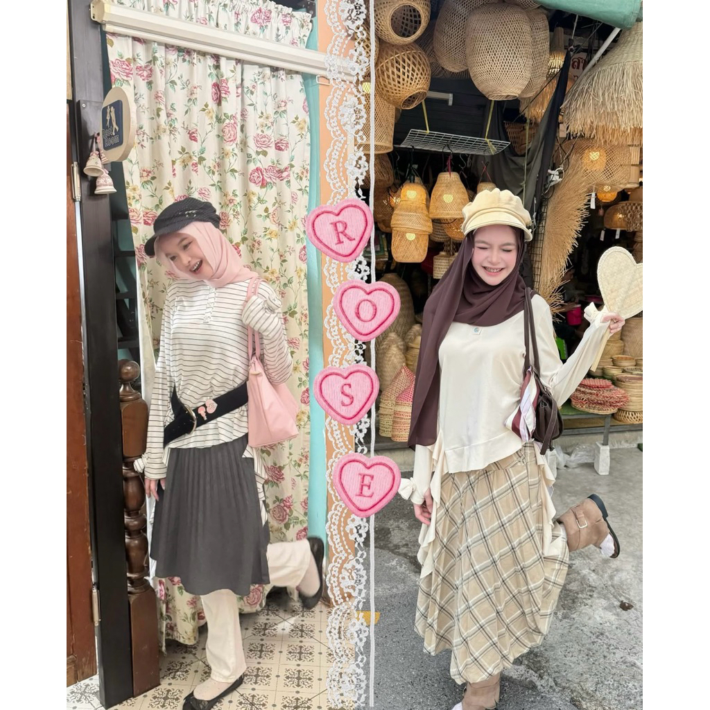 พร้อมส่งRo’se T-Shirt เสื้ิอผ้ายืดUniqlo ตกแต่งข้อมือกุหลาบ ≽^•༚• ྀི≼
