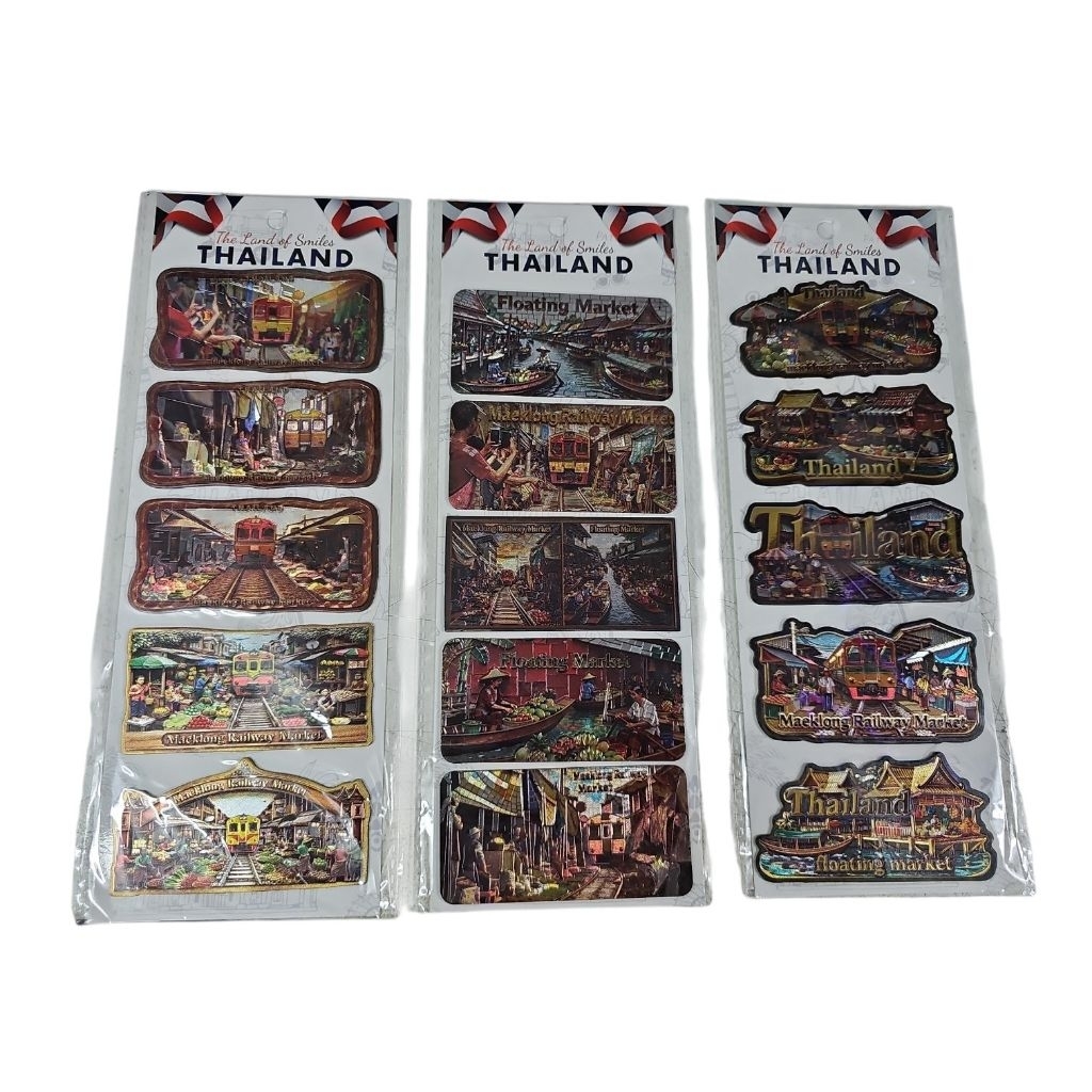 RVแม่เหล็กติดตู้เย็นลายตลาดน้ำไทย (Floating Market Thailand Magnet Set)
