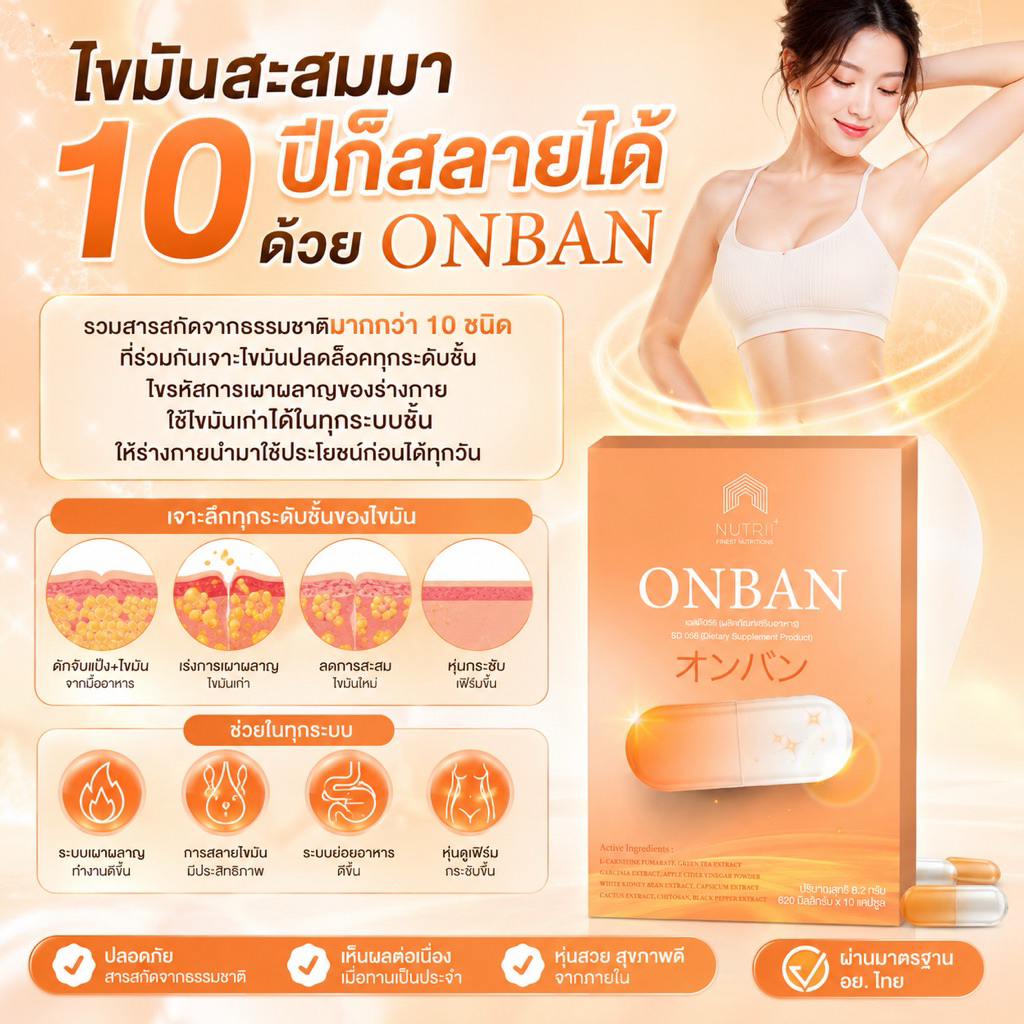 [ส่งฟรี] ONBAN: THE ULTIMATE BURN นวัตกรรมเร่งการเผาผลาญแบบ Triple Action เบิร์นทุกชั้นไขมัน