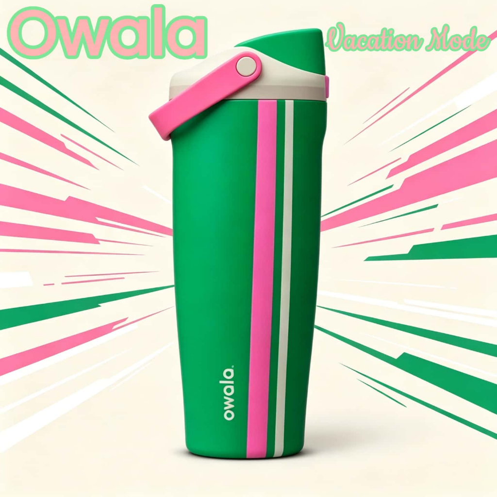 Owala FreeSip Sway Birthday Bash - Vacation Mode 30oz(887ml) แก้วสแตนเลสเก็บร้อนเย็น ขวัญวันเกิดเธอ พร้อมส่ง