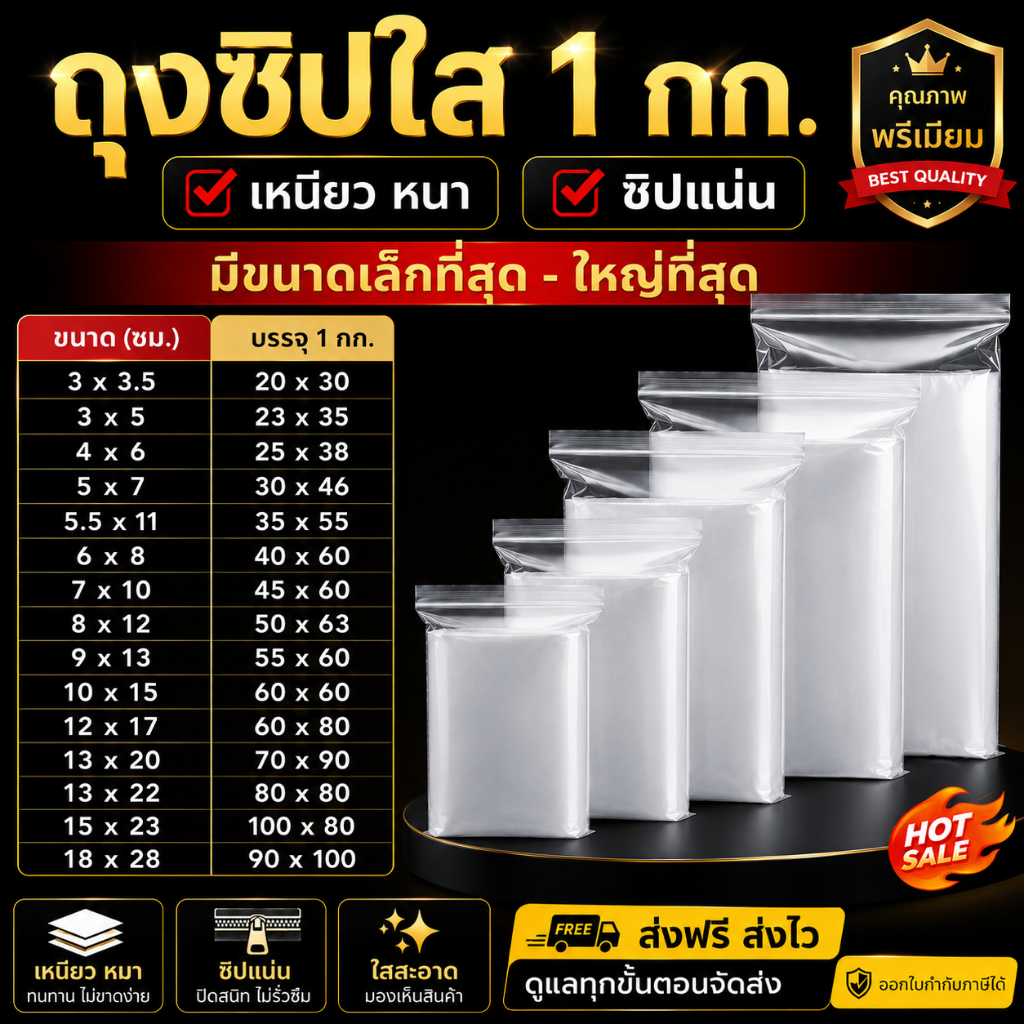 ถุงซิป เกรด A ถุงซิปใส ตัวล็อคแน่น ซิปใส ราคาถูก ส่งเร็ว มีปลายทาง
