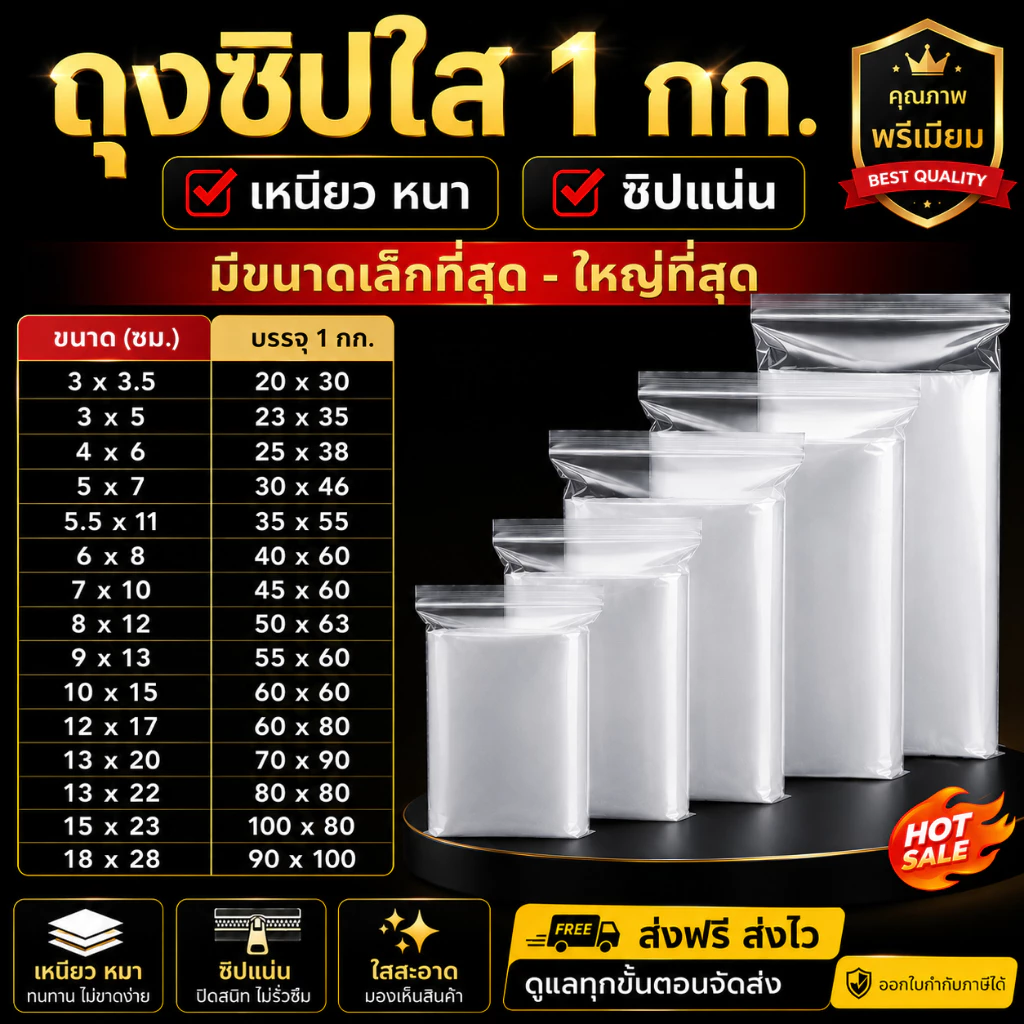 ถุงซิป เกรด A ถุงซิปใส ตัวล็อคแน่น ซิปใส ราคาถูก ส่งเร็ว มีปลายทาง