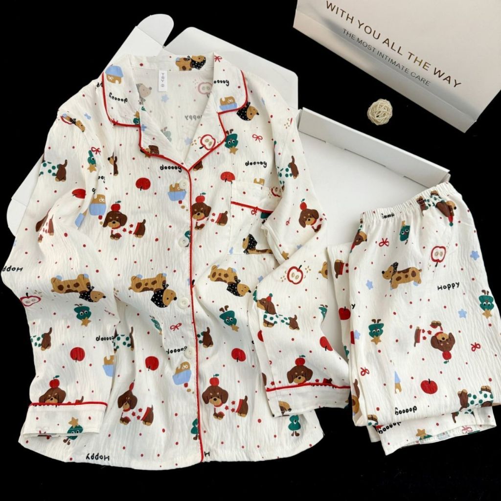 ชุดนอน งานผ้านุ่มใส่สบาย ลายน่ารัก อก 44  (พร้อมส่ง)