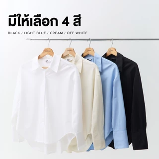 Yuedpao Ultimate Stretch - Women's Long Sleeve Shirts (Oversized Fit) เสื้อเชิ้ตโอเวอร์ไซส์ เสื้อเชิ้ตผู้หญิง สีพื้น