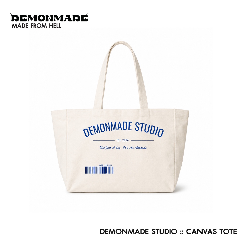 DEMONMADE STUDIO :: CANVAS TOTE กระเป๋าผ้าแคนวาสดีไซน์มินิมอลสไตล์สตรีท