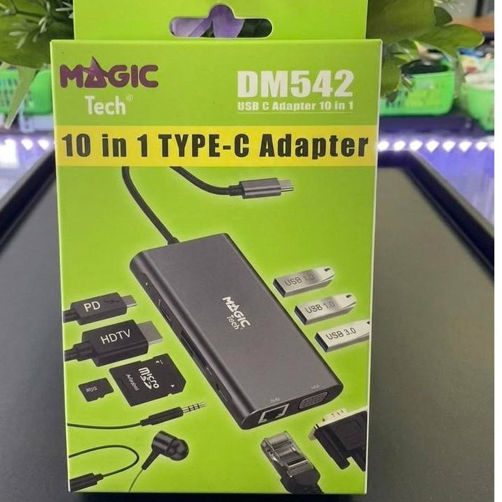 MAGICTECH Converter Type-C 10 in 1 MAGICTECH Type C Adapter Multi-Function (DM542) Grey