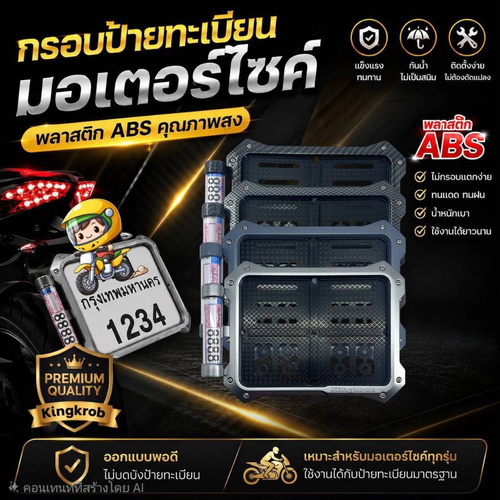 กรอบป้ายทะเบียนมอไซค์ตัวเหลี่ยม และ แคปซูล