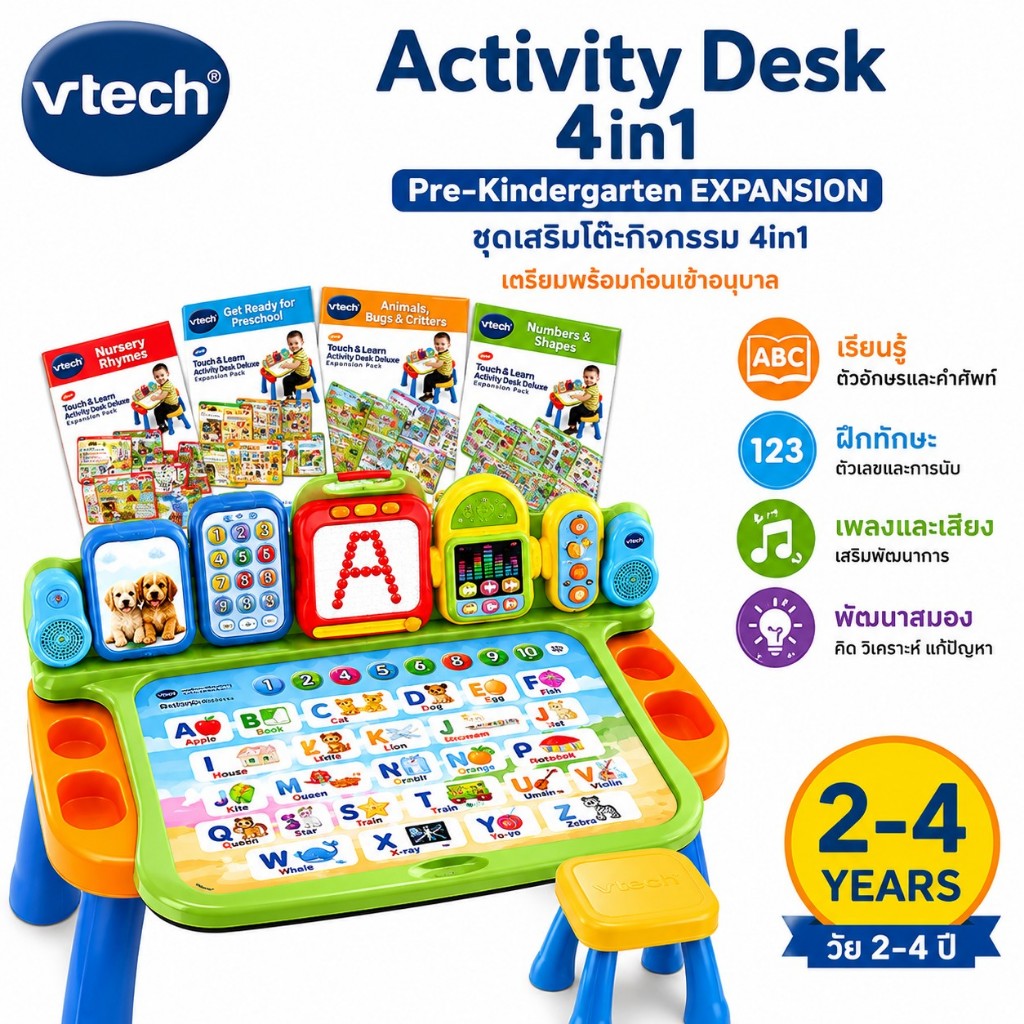 VTech Activity Desk 4in1 Pre-Kindergarten Expansion แผ่นเสริมโต๊ะกิจกรรมศูนย์การเรียนรู้สุดอัจฉริยะ