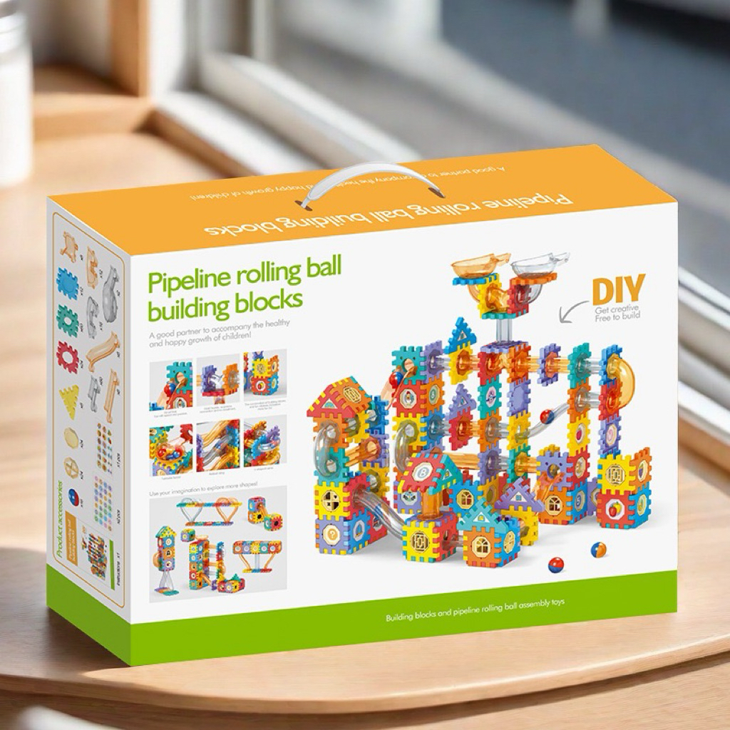 Pipeline Rolling Ball ชุดรางลูกบอลและบล็อกหน้าต่าง ของเล่นเสริมพัฒนาการ