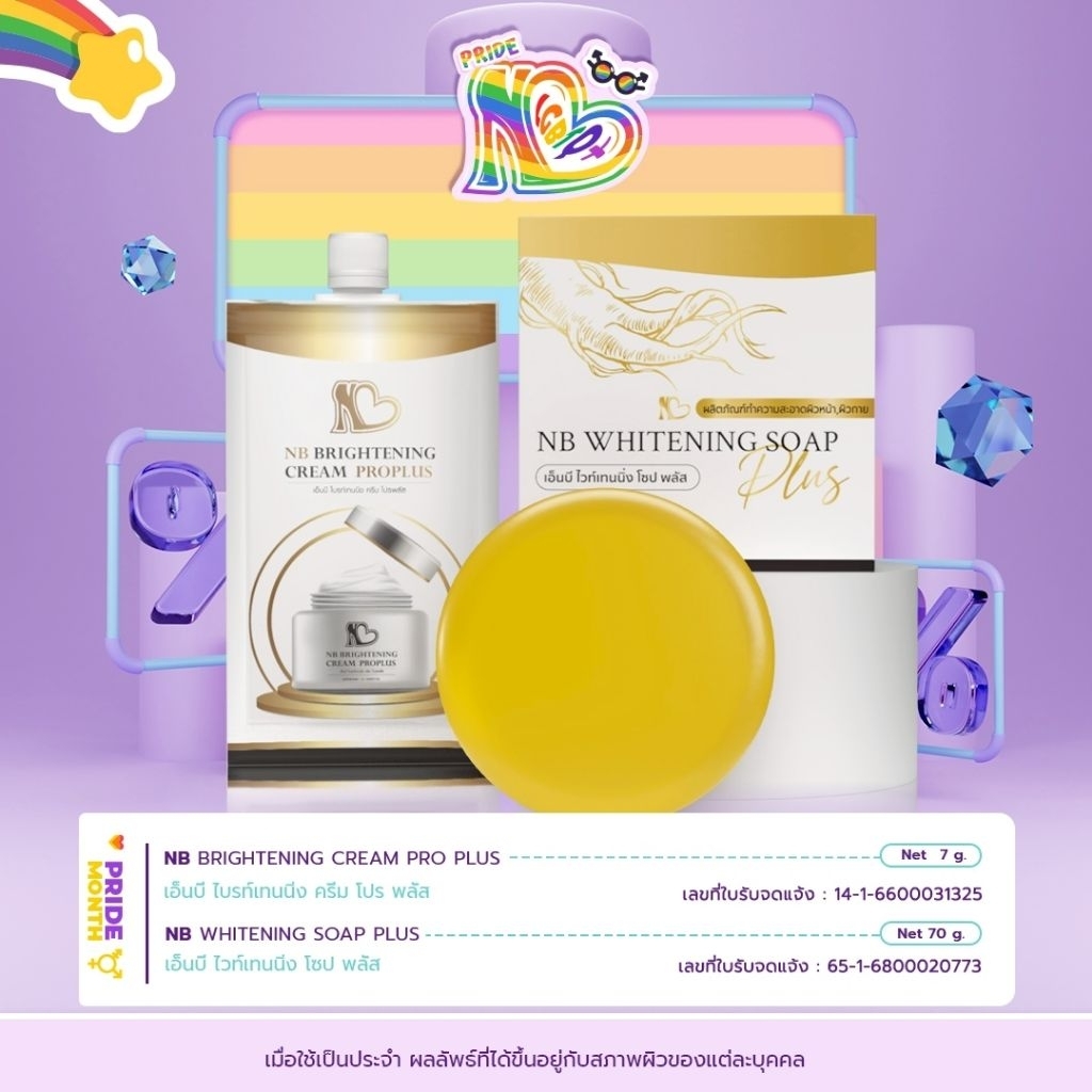 1 NB Brightening Cream 7 gram, 1 NB Whitening Soap Plus