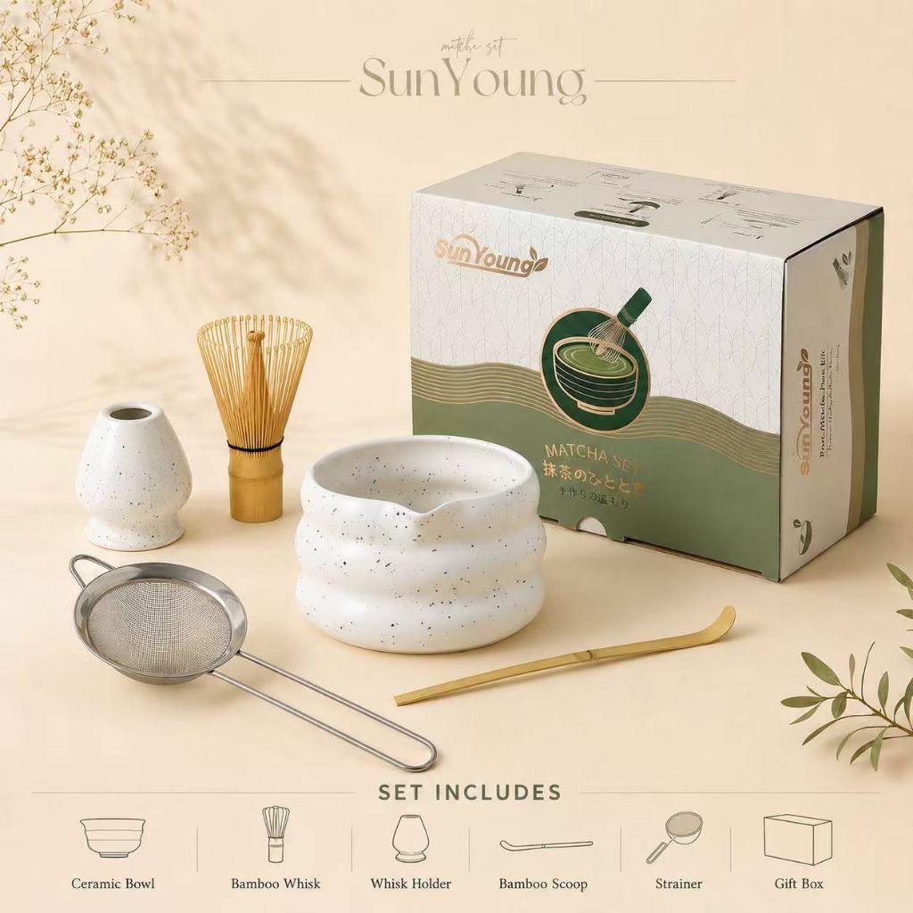 Matcha Bowl Set ชุดชงมัทฉะญี่ปุ่นแท้ 5 ชิ้น 🍵 ถ้วยมัทฉะเซรามิก ชุดชงมัทฉะ ถ้วยชงชามัทฉะ ของขวัญสุดพิเศษ!