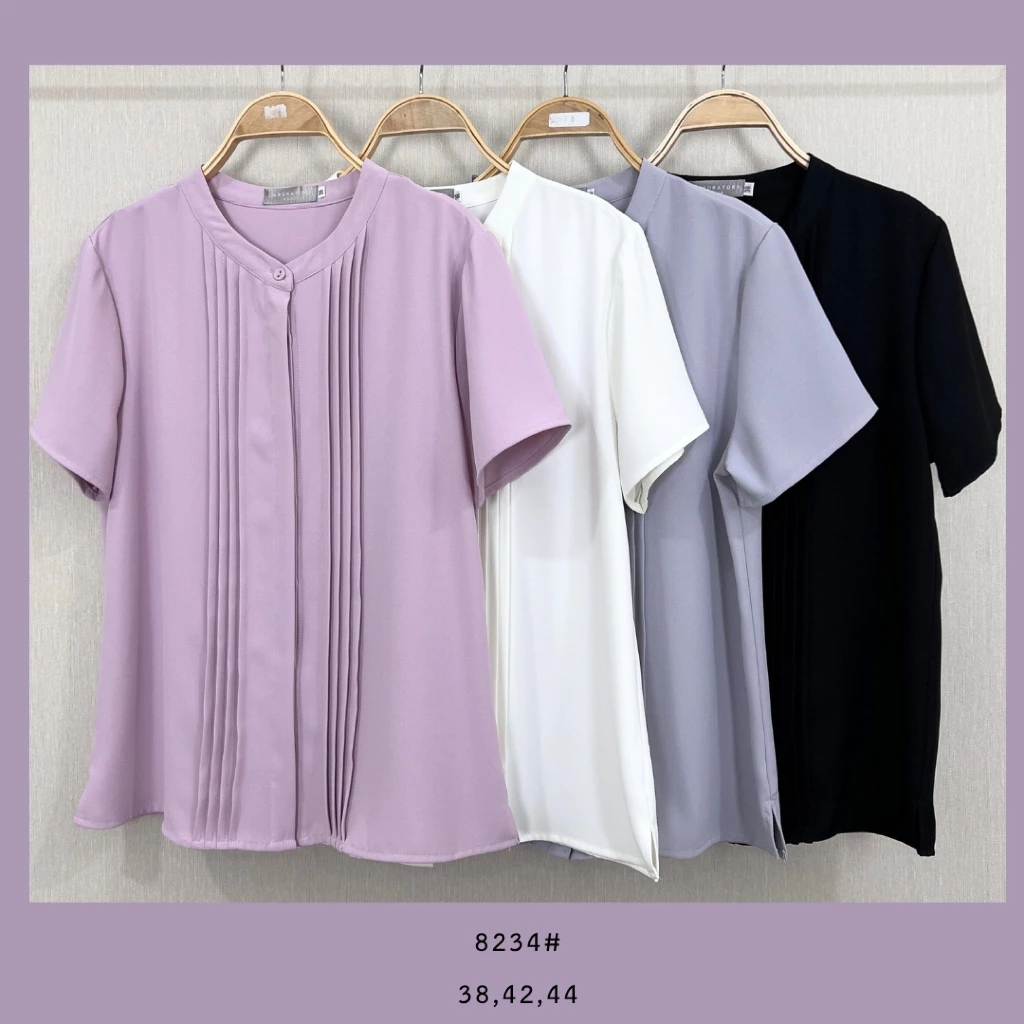 Laboratory 8234# เสื้อทำงานทรงสุภาพ กระดุมผ่าหน้า ตีเกล็ดด้านข้าง มีไซส์ 38,42