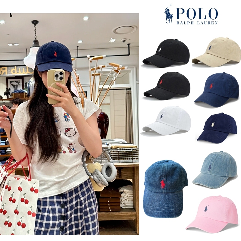 หมวก Polo ralph lauren หมวกเบสบอลThe Iconic Cotton Chino Ball CAP ของแท้ แท้ 100%