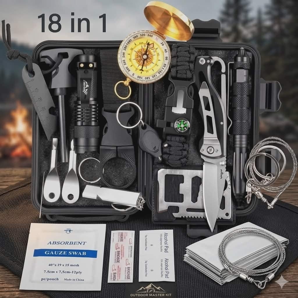 SOS Survival Kit ชุดอุปกรณ์ฉุกเฉินเดินป่า ชุดพิเศษ18in1 พร้อมส่ง