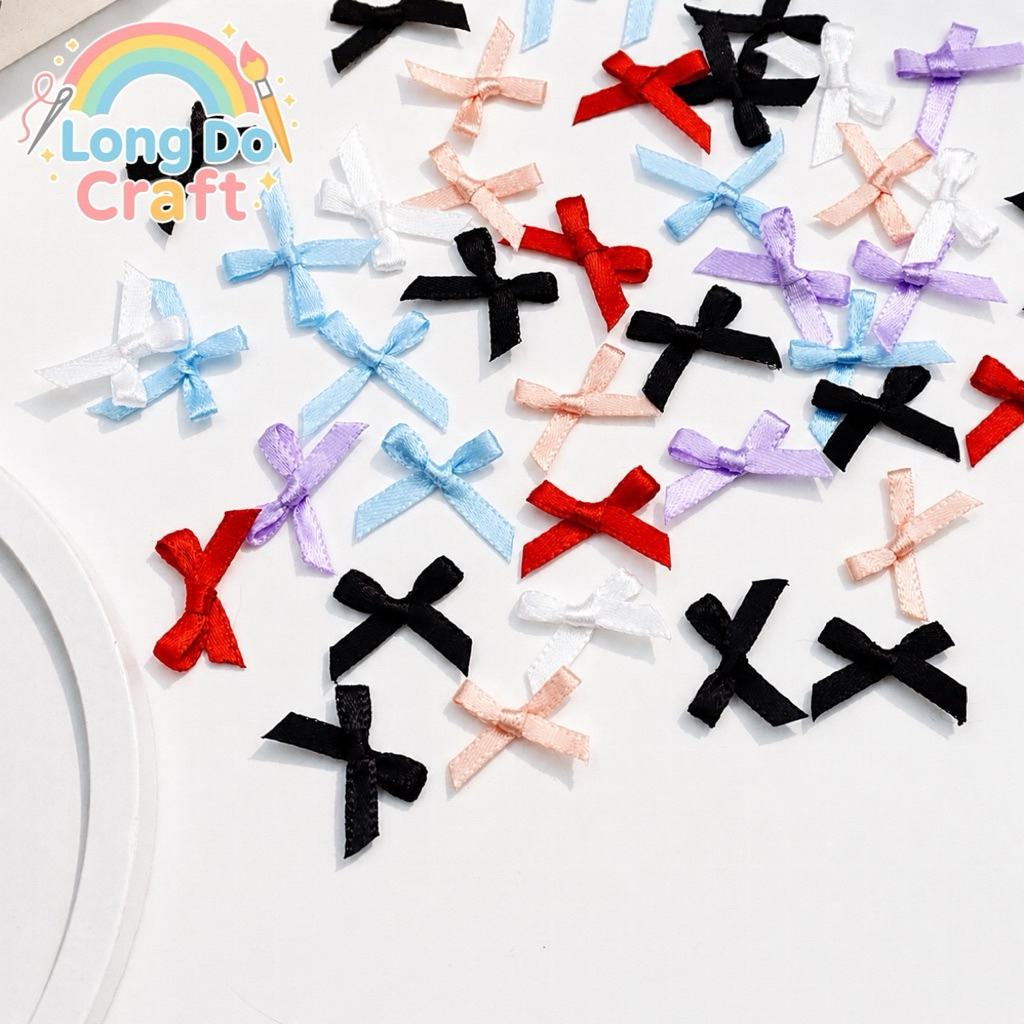 โบว์จิ๋วสำเร็จรูป ริบบิ้นผ้า ใช้ตกแต่งงานประดิษฐ์diy
