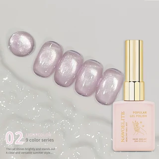 Nawoelite สีทาเล็บ สีทาเล็บเจลเจลทาเล็บตาแมว 9 สี สีสันสดใส 15ml ต้องใช้ไฟ LED/UV แห้งเองไม่ได้