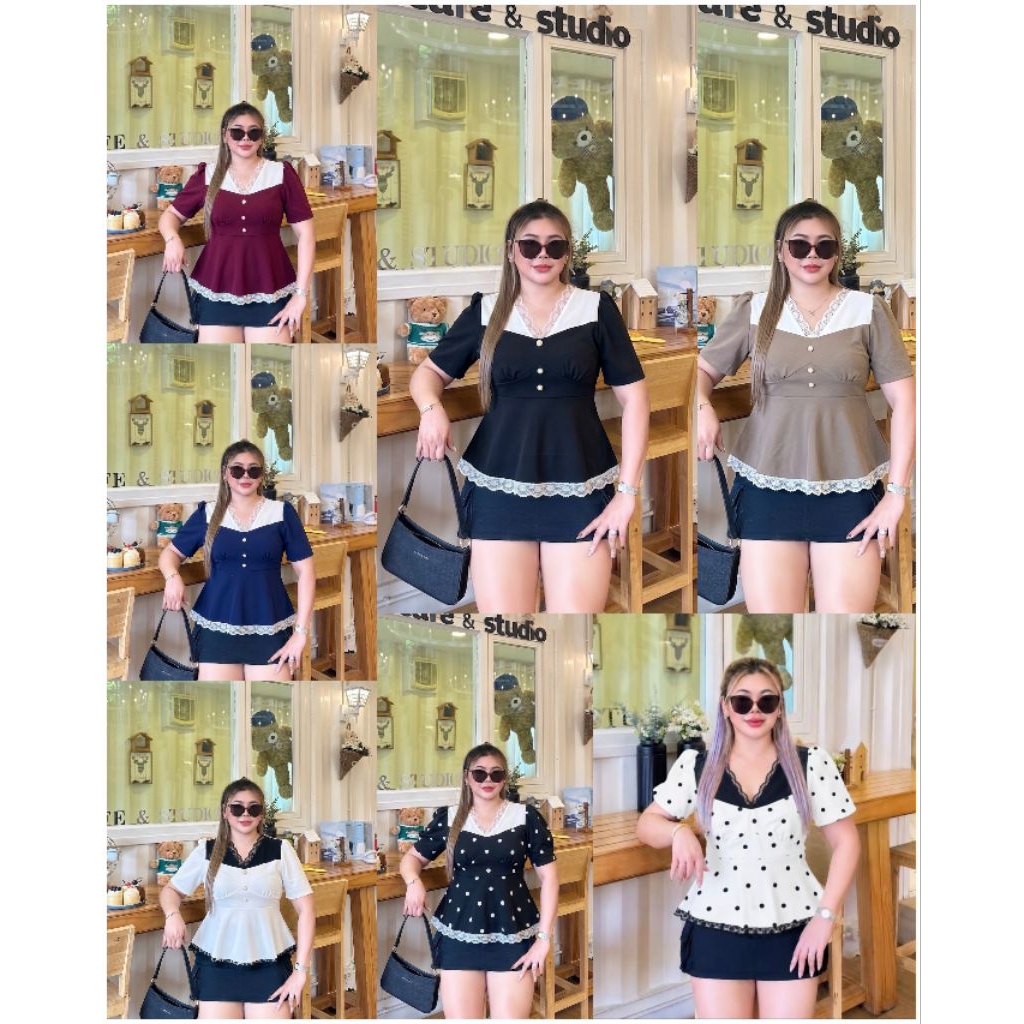 เสื้อชายระบายผ้ายืดวูลเวฟ ทรงเป๊ะตามเดิม  รอบอก  38-46 นิ้ว
