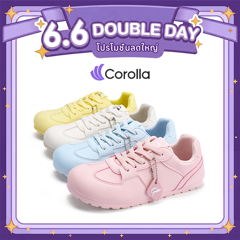 【9.1รุ่นใหม่】Corolla Macarons shoes รองเท้าผู้หญิงพาสเทล ทรงหัวกลม จี้หัวใจถอดได้ ใส่สบาย ของแท้ 100% แนะนำเผื่อ 1 ไซส์