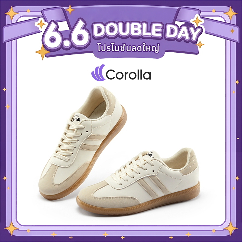 【มีไซส์ใหญ่】Corolla รองเท้าลำลองส้นแบน ดีไซน์เบสิค สำหรับผู้ชาย ผู้หญิง หนังต้านเชื้อแบคทีเรีย กันน้ำ