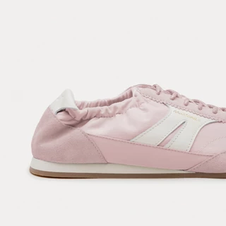 Mustard Stella Pastel Pink | รองเท้าผ้าไนลอน ผสมหนังแท้ ทรงสลิปออน
