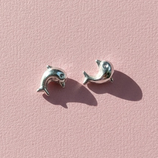 Pachasilver |  Dolphin  Silver Stud Earrings  ต่างหูเงินแท้ ต่างหูระย้า ต่างหู ต่างหูมินนิมอล ต่างหูตะขอ ต่างหูเกี่ยว ใส