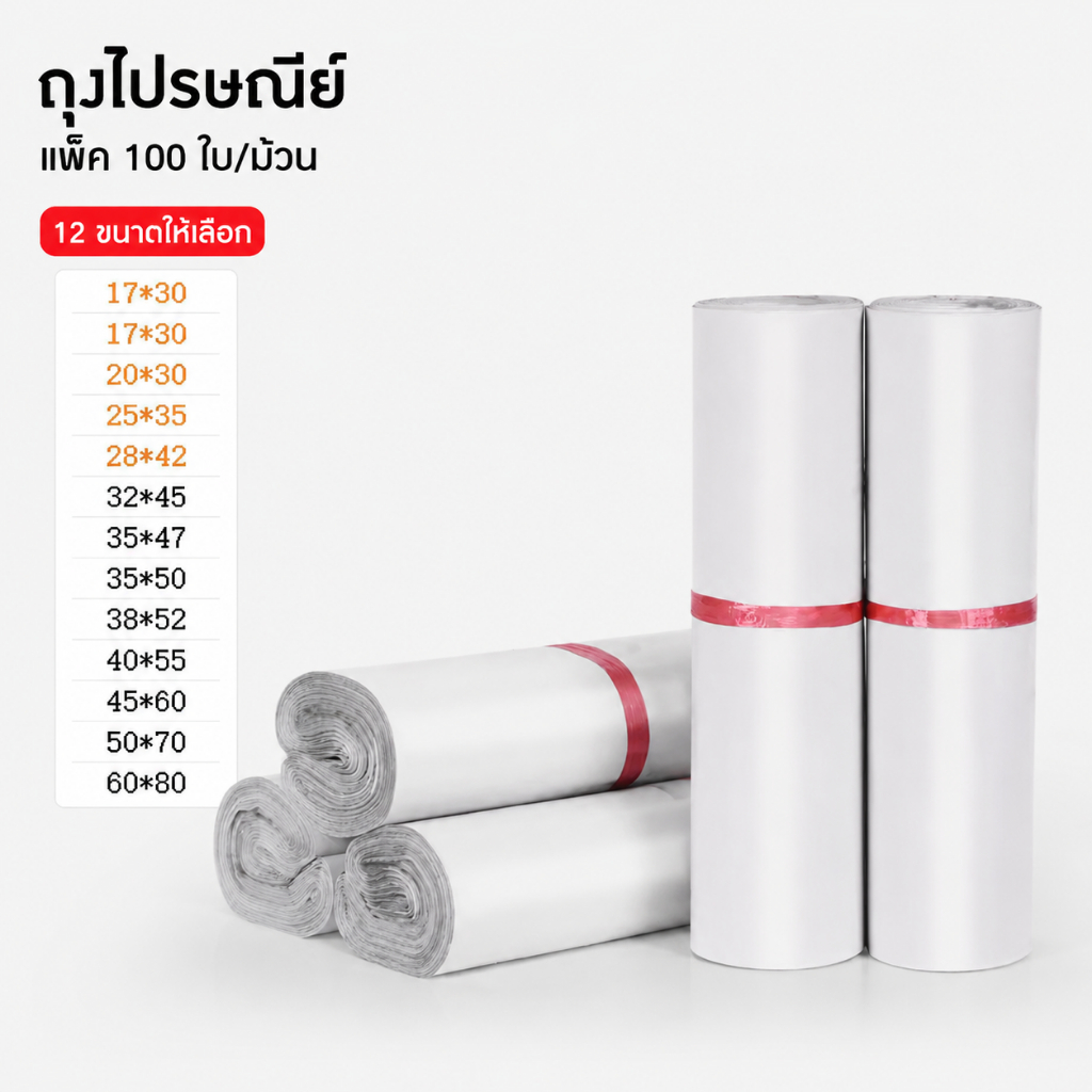 💥100ใบเต็ม💥ซองไปรษณีย์ 60x80 ถุงไปรษณีย์ ถุงพัสดุ ซองพลาสติกกันน้ำ หลายขนาด