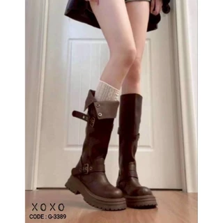 ส่งไว ภายใน 3 ชม. (พร้อมส่ง-ในไทย) บูท ยาว 3 กระดุม พับได้ หรือใส่ยาวก็ได้