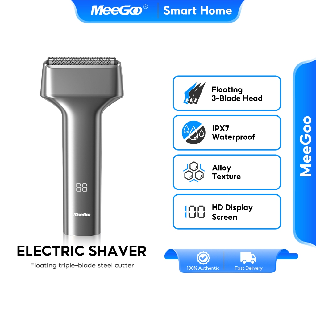 MeeGoo เครื่องโกนหนวดไฟฟ้า Electric Reciprocating shaver IPX7 แบบเปียกและแห้งแบบ  Type-C ชาร์จ