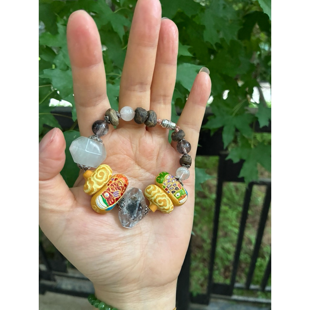 Koi Fish Gourd Crystal Beaded Bracelet