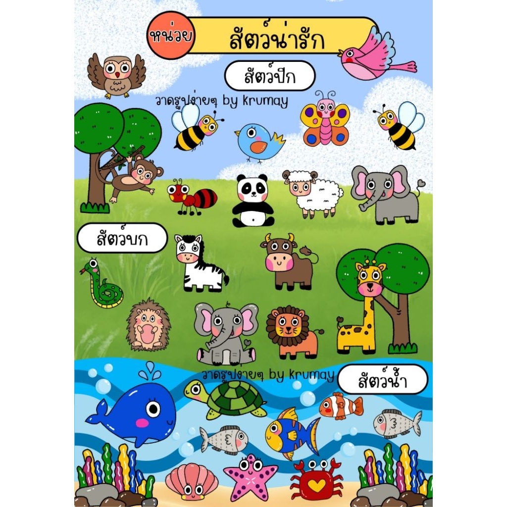 ป้ายนิเทศสำเร็จรูป หน่วยสัตว์น่ารัก