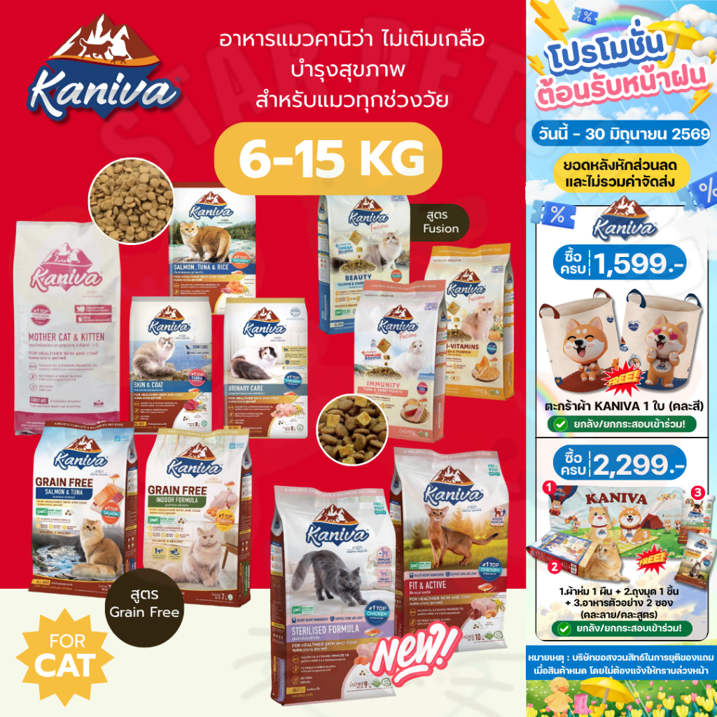 Kaniva อาหารแมวคานิว่า โซเดียมต่ำ บำรุงสุขภาพ สำหรับแมวทุกช่วงวัย ขนาด 6-15 Kg