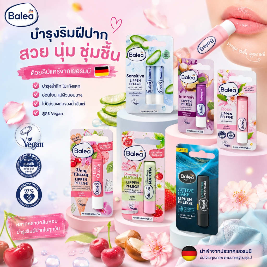 🇩🇪 Balea Lip ลิปแคร์ ลิปบำรุงริมฝีปากจากเยอรมัน Balea Lippenpflege สินค้าจากเยอรมัน 🇩🇪