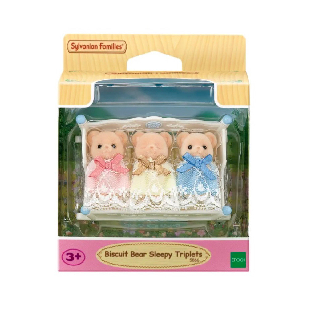 🏠 ตุ๊กตาแฝดสามหมีบิสกิตขนฟูตัวจิ๋ว และเปลนอนเด็ก ซิลวาเนียน Biscuit Bear Sleepy Triplets : Sylvnaian Family บ้านตุ๊กตา