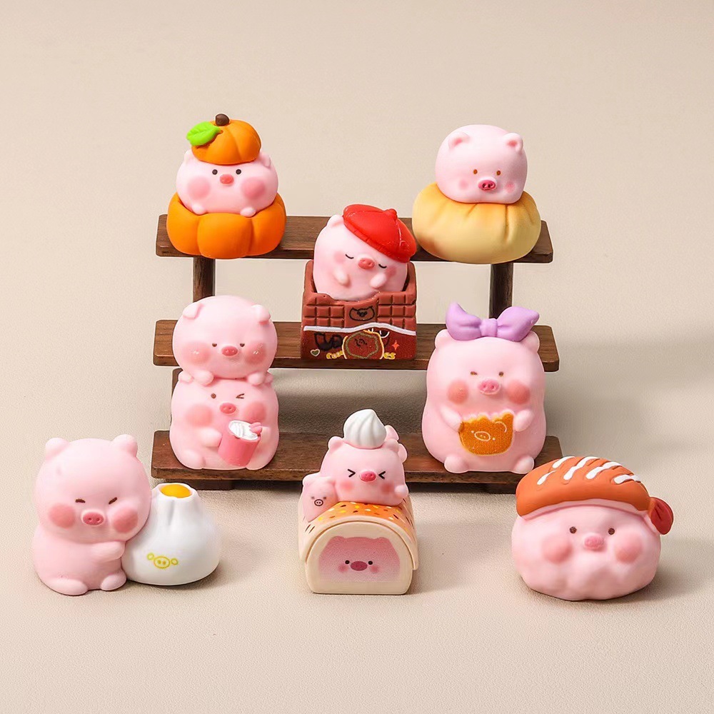 (1ตัว/สุ่ม) พร้อมส่ง ของตกแต่ง สะสม DIY หมูอาหาร V.1