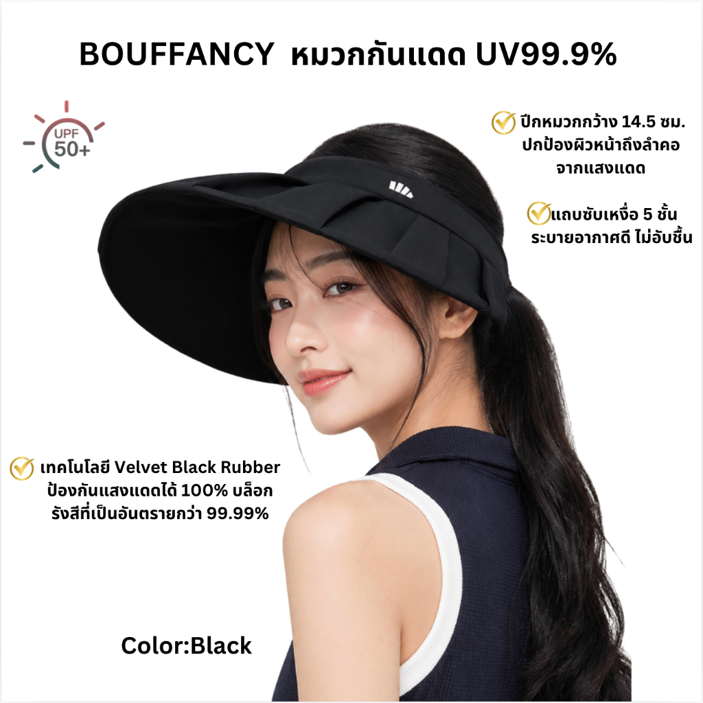 Beneunder หมวกกันแดด 99.9%UPF50+สำหรับผู้หญิงปกป้องแสงแดดอย่างเหนือระดับ รุ่นBouffancy