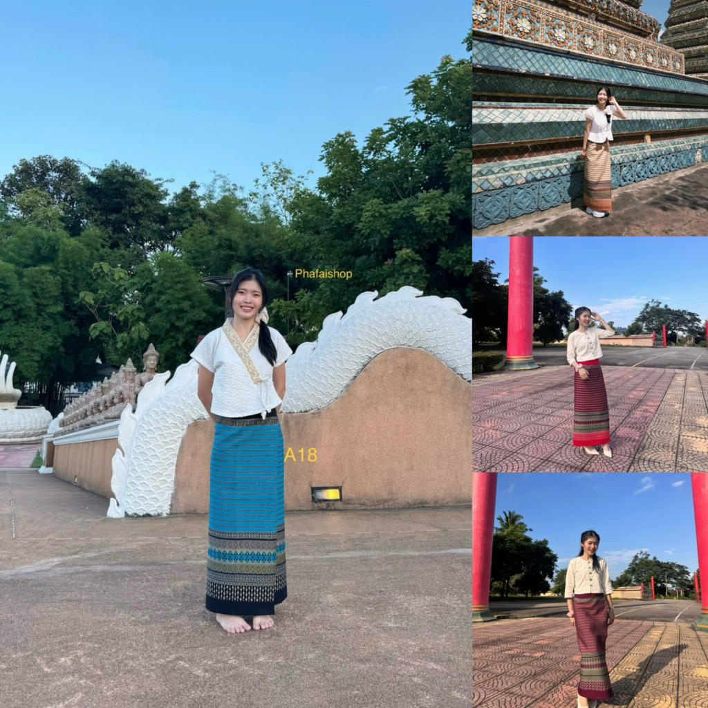 ผ้าถุงเย็บอัดกาวสำเร็จผ้าฝ้ายทอเครื่องล้านนาผ้าถุงติดตะขอแ รูปที่ 4