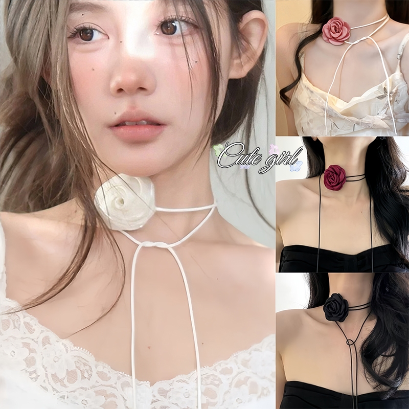 สร้อยคอ ดอกไม้ผูกคอ ปรับขนาดได้ หวาน สไตล์เรโทร สไตล์เกาหลี ins มีหลายสไตล์ให้เลือก ส่งเร็ว COD