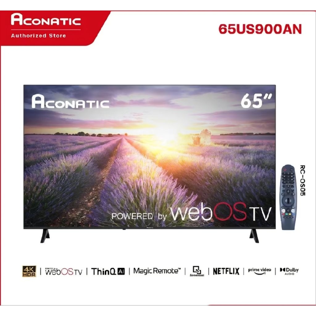 Aconatic ทีวี 65 นิ้ว LED 4K ปี 2025 UHD WebOS TV รุ่น 65US900AN Magic Remote Voice Controlประกันศูน