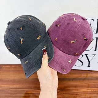 Halo studio พร้อมส่ง🔥หมวกเบสบอลปักลายลูกสุนัขสไตล์เรโทรใหม่ สำหรับผู้ชายและผู้หญิง เนื้อผ้านุ่ม