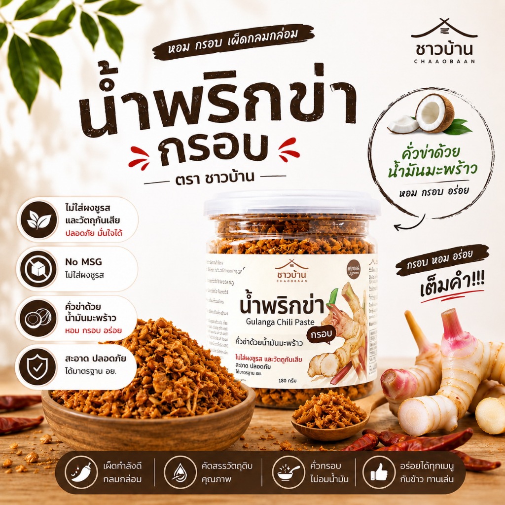 OTOP 5 ดาว น้ำพริกข่า โรยข้าว  สูตรโบราณ  ขนาด 150 กรัม กรอบอร่อย
