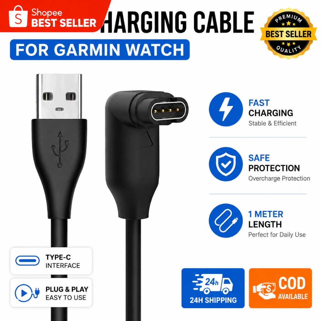 สายชาร์จและหัวแปลงสำหรับนาฬิกา Garmin รุ่น 245/255/955, สายชาร์จสำหรับนาฬิกา FENIX รุ่น x7/7x/6/6x/6s
