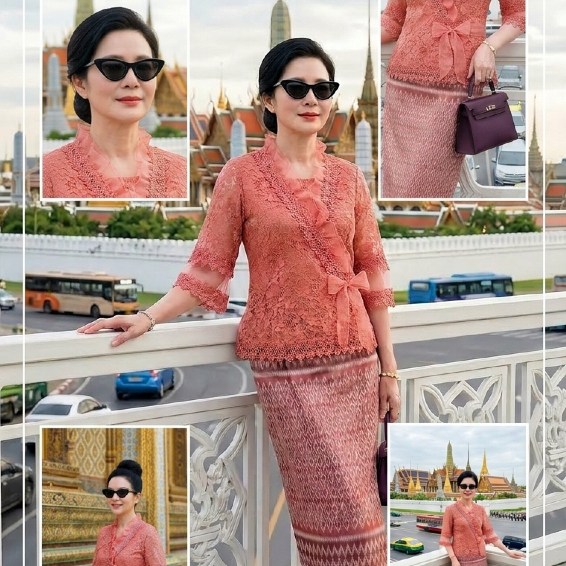 เสื้อลูกไม้ออกงานคอตั้งระบายโบว์#1 ( เซ็ตสีที่ 1/2 )
