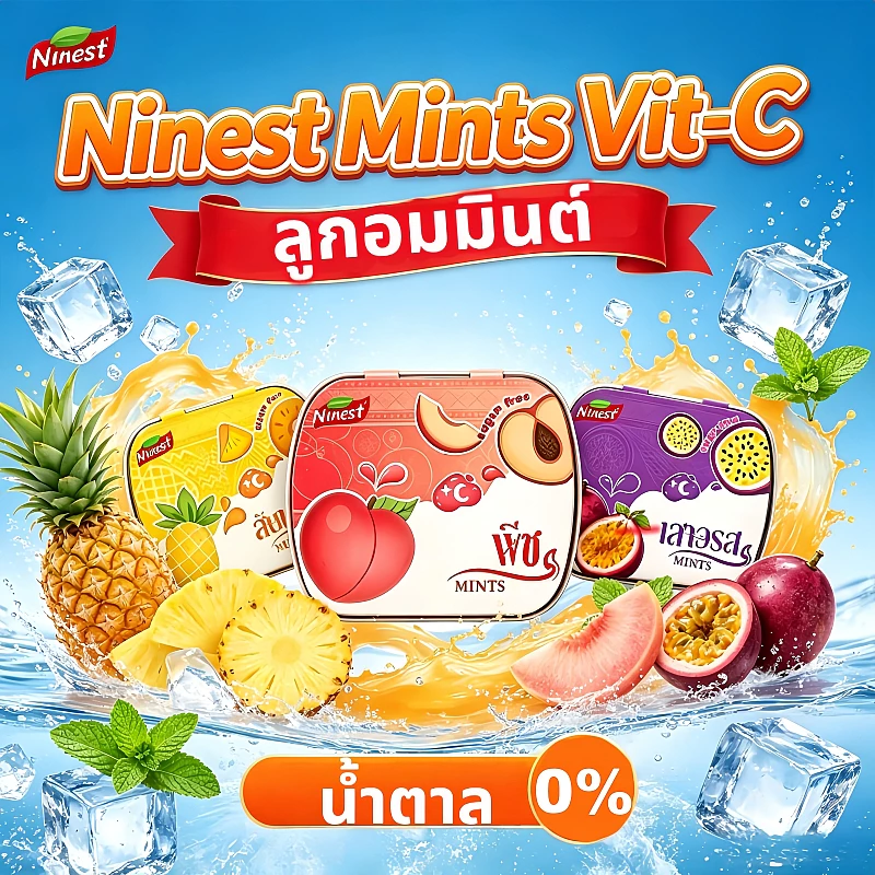 ลูกอมมิ้นท์ น้ำตาล0%(35 เม็ด)ลูกอมมิ้นต์ กลิ่นผลไม้ พีช สับปะรด สับปะรด 3รส เม็ดจิ๋ว กำจัดกลิ่นปาก Mint candy
